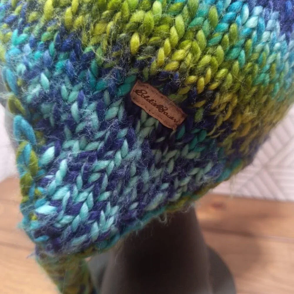 Eddie Bauer fleece lined winter pom beanie nordic hat - Picture 2 of 8